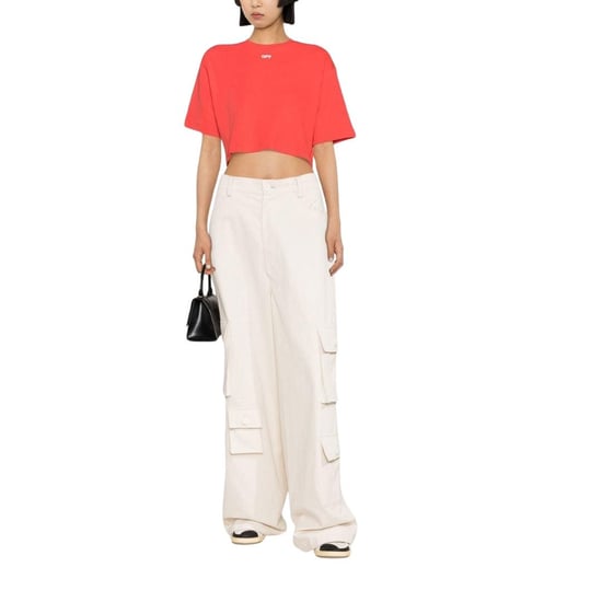 Off White Dames/dames Logo Crop T-shirt (Rood) - Image 4