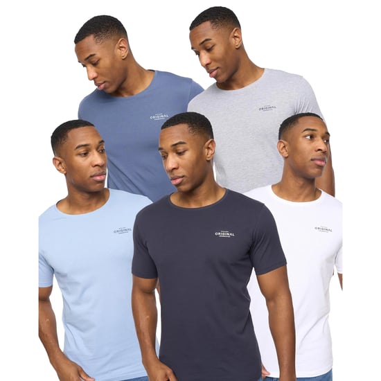 Crosshatch Heren Basicnatural T-shirt (Pakket van 5) (Wit/Marineblauw/Denim/Blauw/Grey Marl) - Image 1