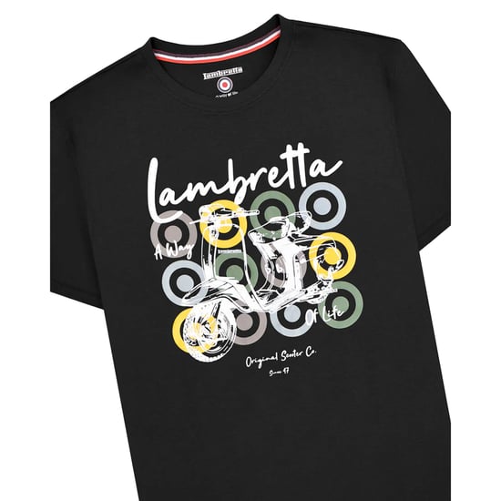 Lambretta Heren Scooter Merk-T-shirt (Zwart) - Image 3