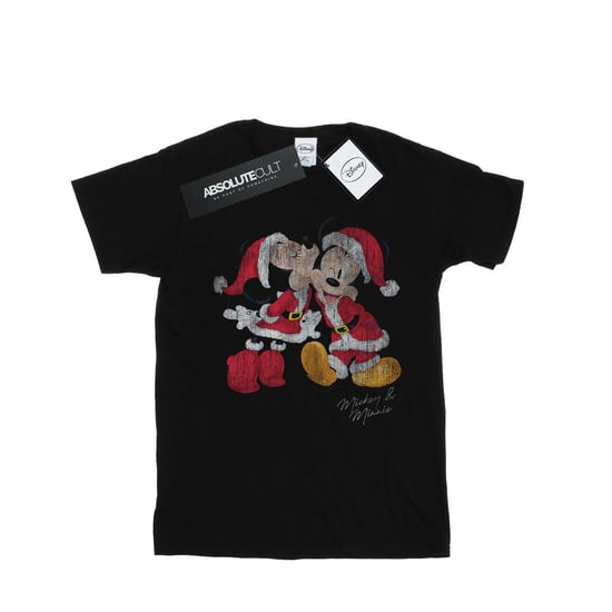 Disney Dames/Dames Mickey en Minnie Kerstkus Katoenen Vriendje T-shirt (Zwart) - Image 1