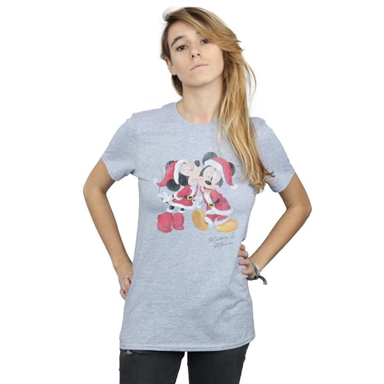 Disney Dames/Dames Mickey en Minnie Kerstkus Katoenen Vriendje T-shirt (Sportgrijs) - Image 2