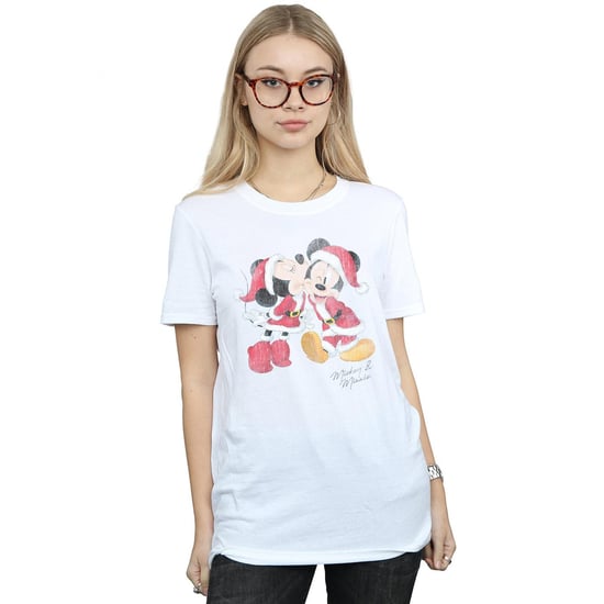 Disney Dames/Dames Mickey en Minnie Kerstkus Katoenen Vriendje T-shirt (Wit) - Image 2