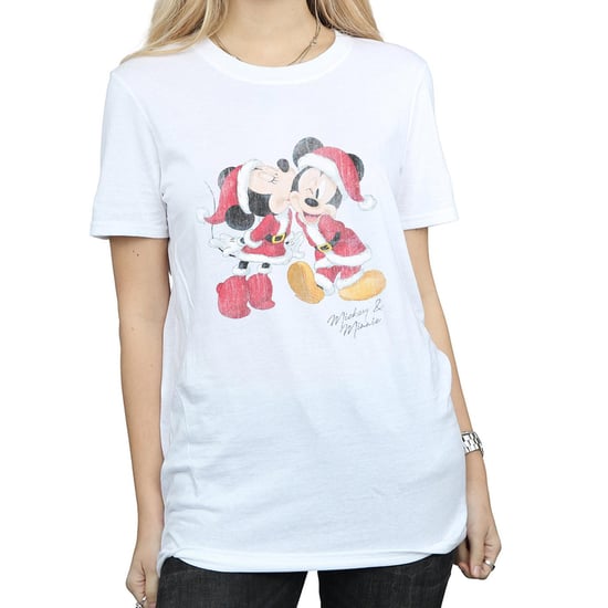 Disney Dames/Dames Mickey en Minnie Kerstkus Katoenen Vriendje T-shirt (Wit) - Image 3