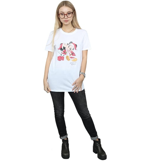 Disney Dames/Dames Mickey en Minnie Kerstkus Katoenen Vriendje T-shirt (Wit) - Image 4