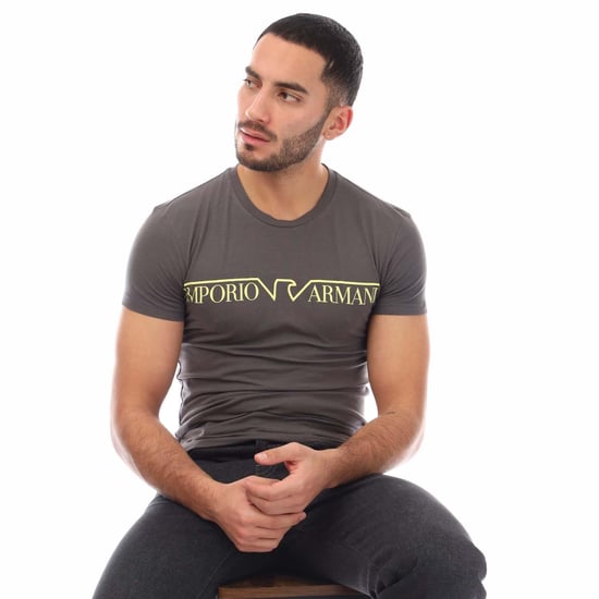 Emporio Armani T-shirt med rund hals för män (Grått) - Image 4