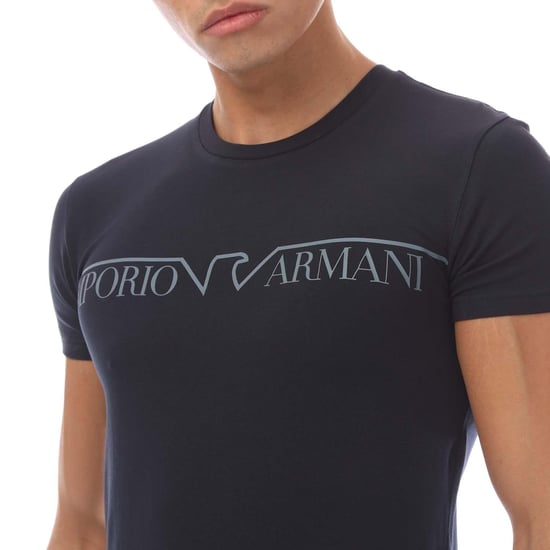 Emporio Armani T-shirt med rund hals för män (Marinblått) - Image 3
