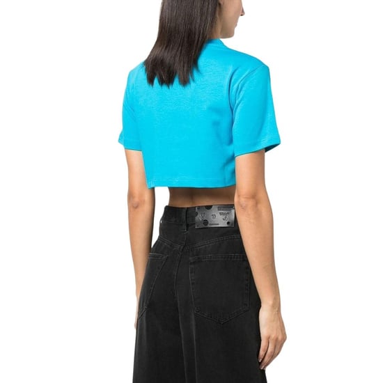 Off White Dames Helvetica Crop T-Shirt (Blauw) - Image 2