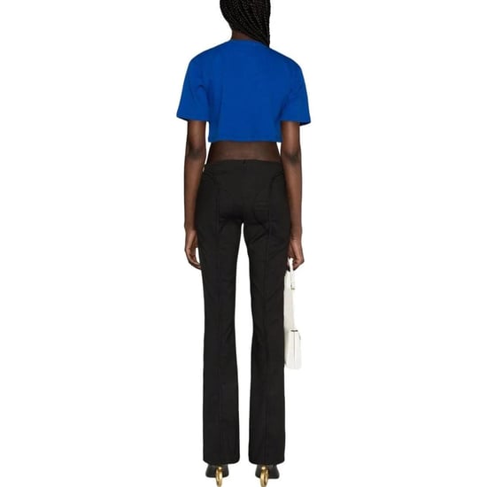 Off White Dames Stamp Ribbed Crop T-Shirt (Blauw) - Image 2
