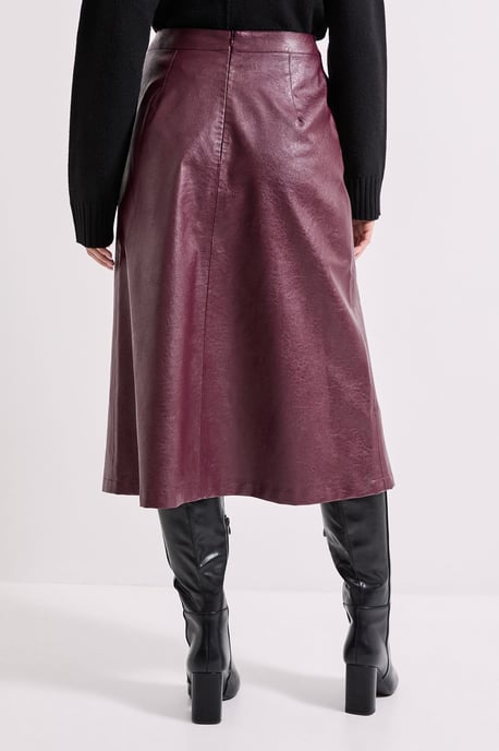Faux Leather Midi Skirt - Image 3