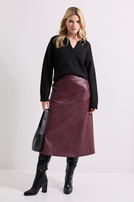 Faux Leather Midi Skirt - Image 4
