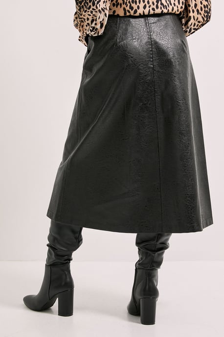 Faux Leather Midi Skirt - Image 3