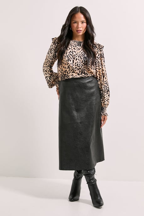 Faux Leather Midi Skirt - Image 4