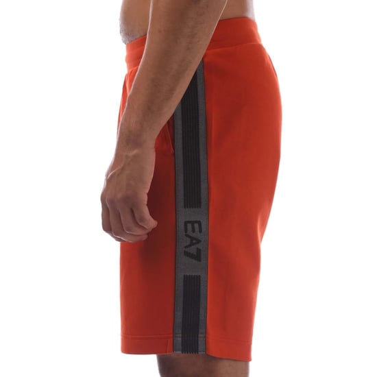 Emporio Armani Shorts med logotyp i bomullsblandning för herrar (Orange) - Image 3