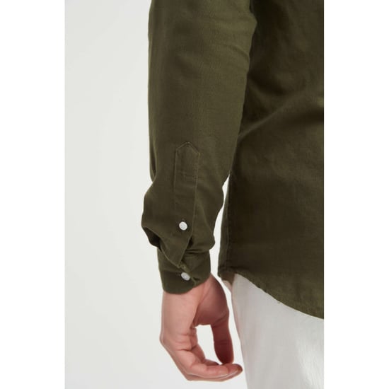 William de Faye Linnen shirt kaki - Image 3