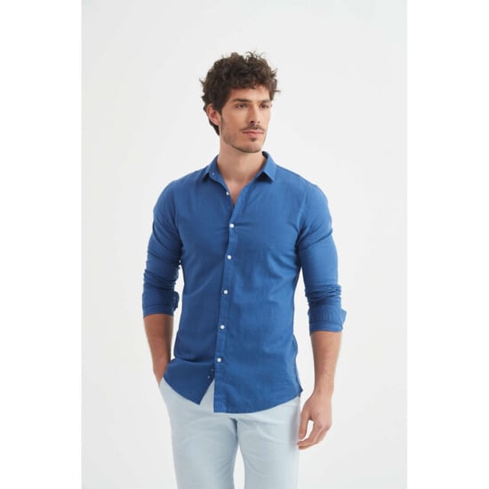 William de Faye Linnen shirt blauw - Image 1