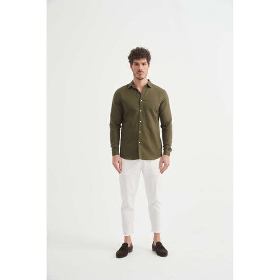William de Faye Linnen shirt kaki - Image 4