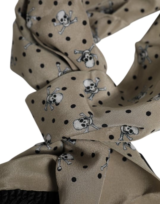 Skull Print Fringed Scarf - Image 4
