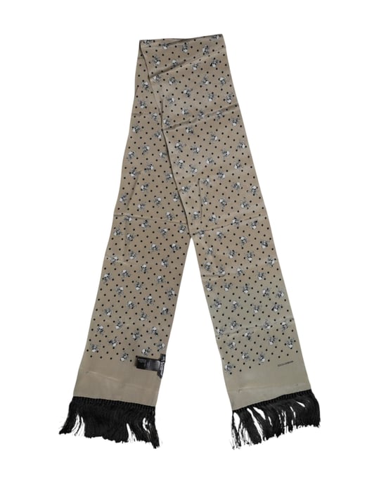 Skull Print Fringed Scarf - Image 5