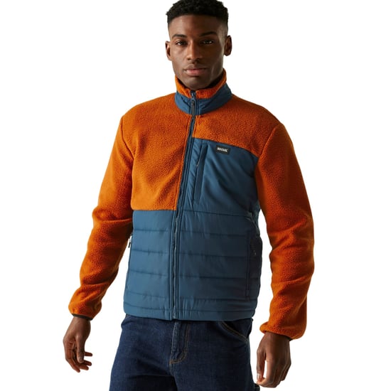 Regatta Mens Frankie Borg Full Zip Hybrid Jacket (Potters Clay/Moonlight Denim) - Image 4