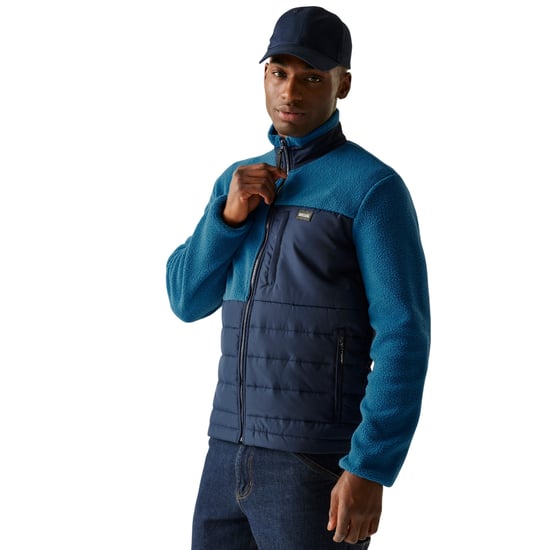 Regatta Mens Frankie Borg Full Zip Hybrid Jacket (Navy/Snorkel Blue) - Image 4