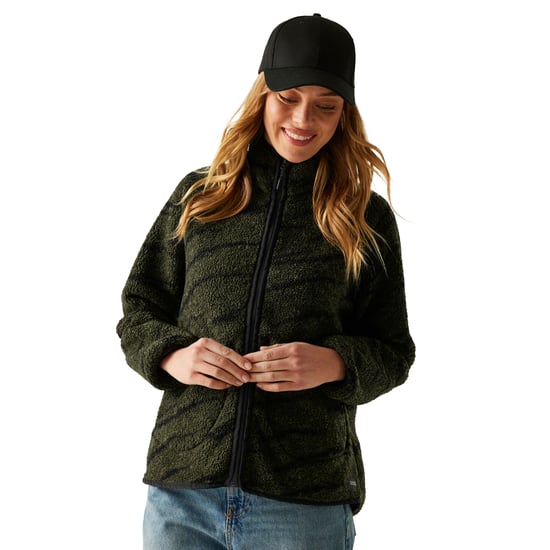 Regatta Womens/Ladies Frankie Borg Full Zip Fleece Jacket (Dark Khaki/Black) - Image 4