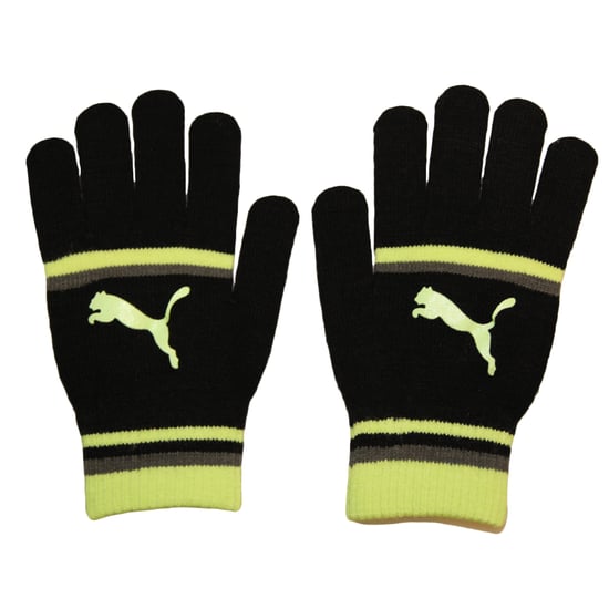 Puma Dames/Dames Gestreepte Handschoenen (Zwart/Hi-Vis geel) - Image 1
