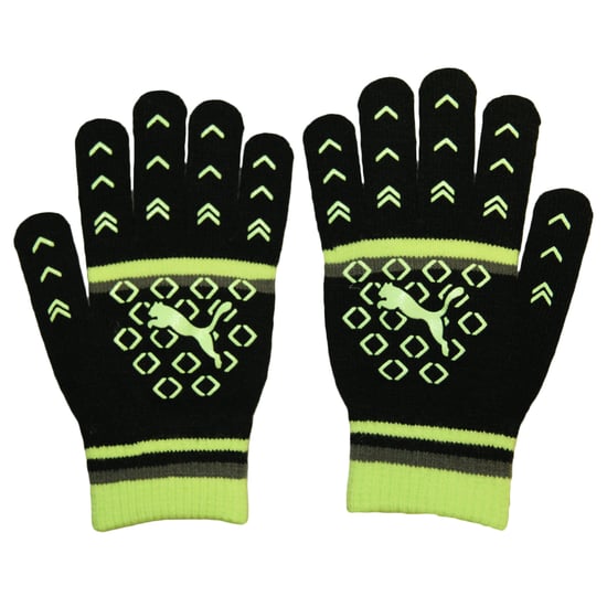 Puma Dames/Dames Gestreepte Handschoenen (Zwart/Hi-Vis geel) - Image 2