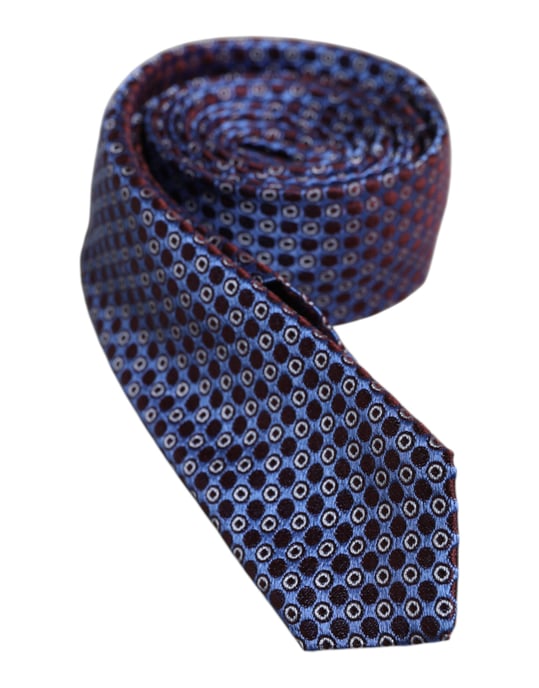 Geometric Pattern Silk Necktie - Image 1