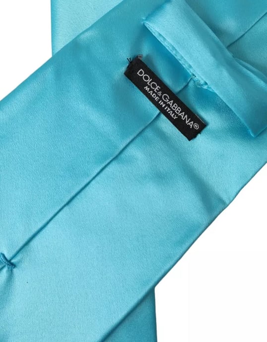 Zijde Stropdas Turquoise Effen - Image 3