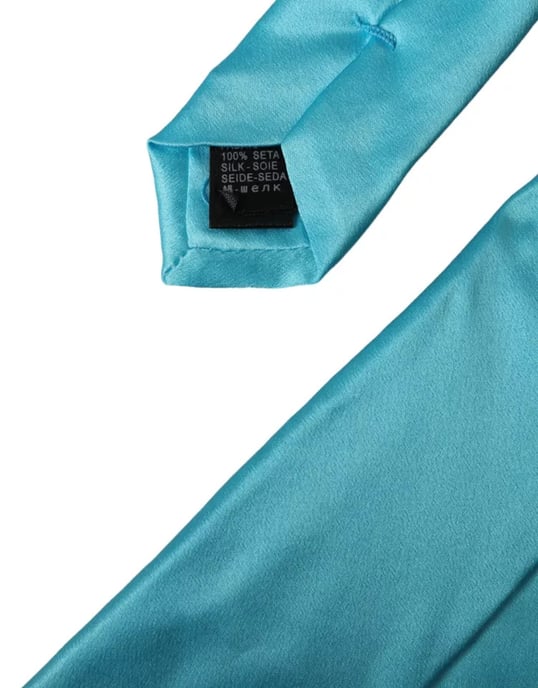Zijde Stropdas Turquoise Effen - Image 5