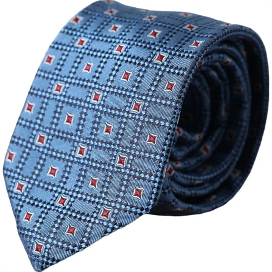 Geometric Pattern Silk Necktie - Image 1