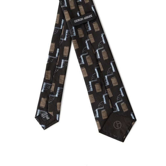 Geometric Pattern Silk Necktie - Image 2