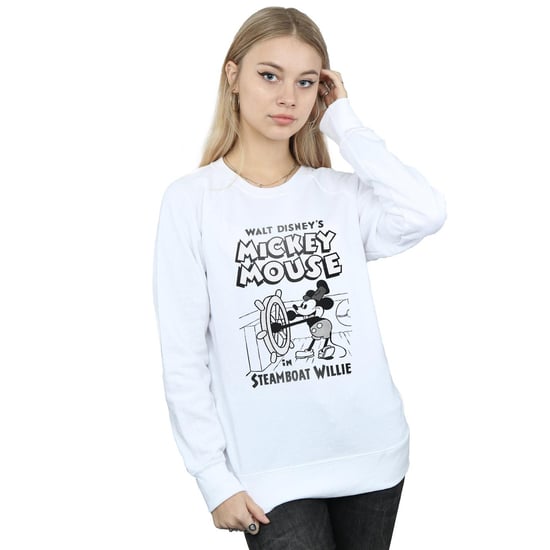 Disney Dam/Tjej Musse Pigg Steamboat Willie Sweatshirt (Vit) - Image 2