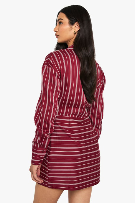 Stripe Wrap Shirt Dress - Image 2