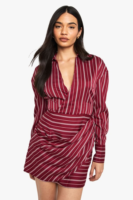 Stripe Wrap Shirt Dress - Image 3