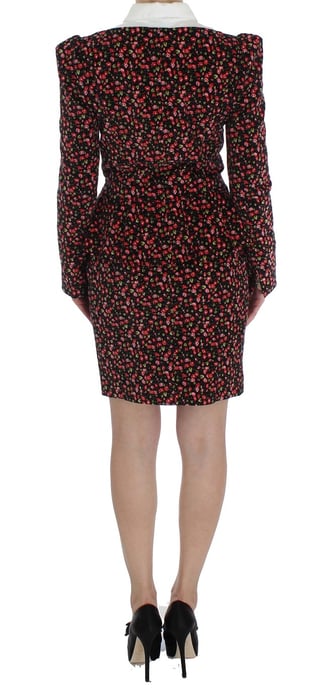 Floral Print Mini Dress Collared Long Sleeve - Image 3