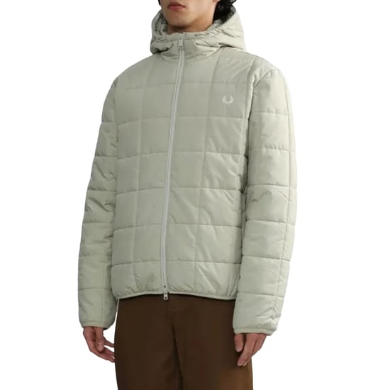 Fred Perry Mens Grid Insulated Padded Jacket (Oyster) - Image 4