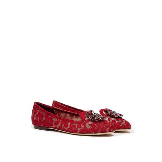 Lace Ballerinas Red Embellished Ballerinas - Image 2