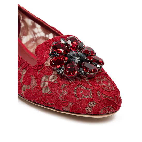 Lace Ballerinas Red Embellished Ballerinas - Image 4