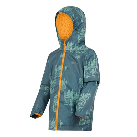 Regatta Waterdichte Kinder/Kinder Lever II jas met opdruk (Stormy Weather/Glacier/Bright Marigold) - Image 3