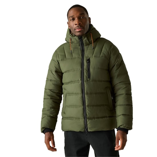 Regatta Mens Leeshaw Padded Jacket (Olive Night/Pumpkin Spice) - Image 4