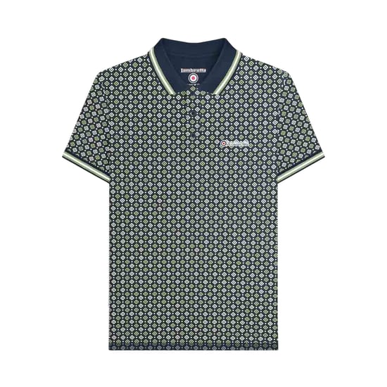 Lambretta Heren Geometrisch Poloshirt (Marine/Basil) - Image 1