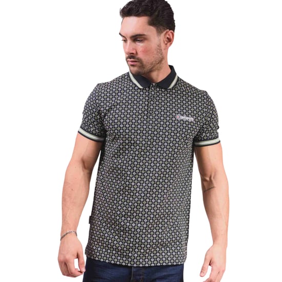 Lambretta Heren Geometrisch Poloshirt (Marine/Basil) - Image 3