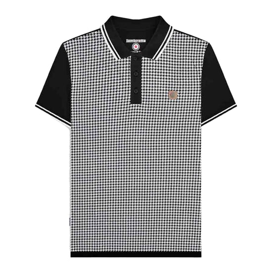 Lambretta Mens SS24 Houndstooth Polo Shirt (Black/White) - Image 1