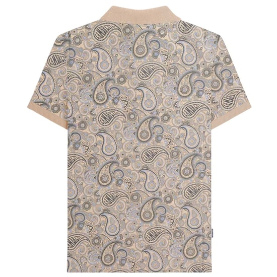 Lambretta Mens Paisley Polo Shirt (Stone) - Image 2