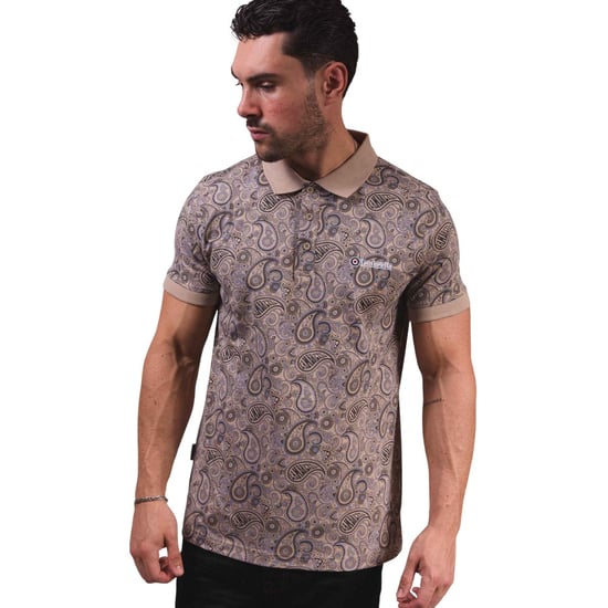 Lambretta Mens Paisley Polo Shirt (Stone) - Image 6