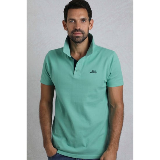 Weird Fish Heren Miles Pique Organic Poloshirt (Aquamarine) - Image 3