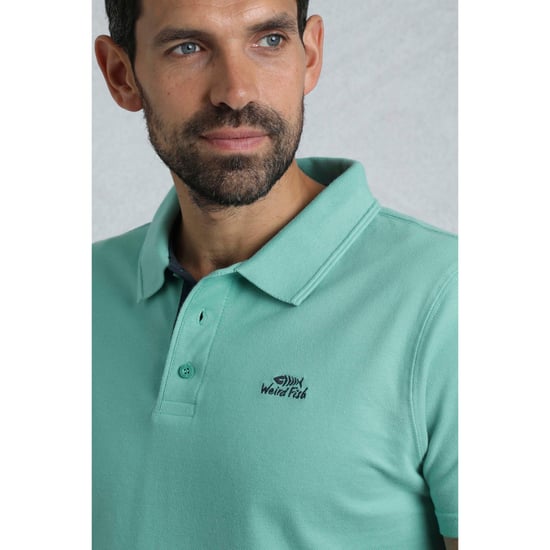 Weird Fish Heren Miles Pique Organic Poloshirt (Aquamarine) - Image 4