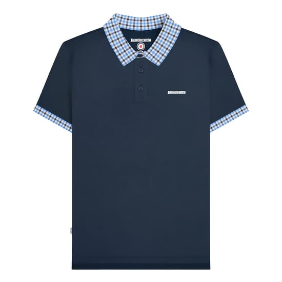Lambretta Mens Gingham Big & Tall Polo Shirt (Navy) - Image 1