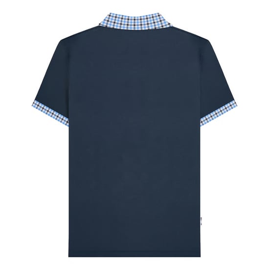 Lambretta Mens Gingham Big & Tall Polo Shirt (Navy) - Image 2